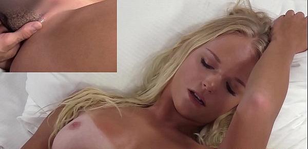  Tanlines coed Chanel Summers blowbanged after pussy licking